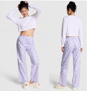 PINK Victoria's Secret Purple Cloud Foil Stars Pajama Pants Small NWT